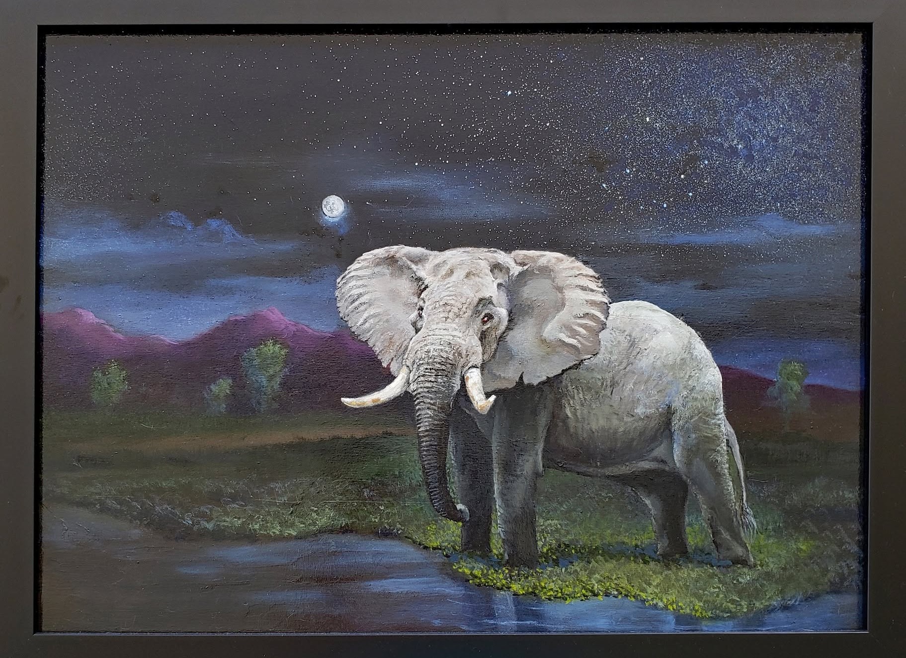 Elephant at Night, Oil on canvas